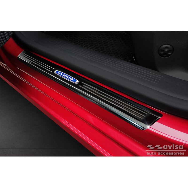 Zwart glanzend RVS Instaplijsten  Opel Astra (L) Hatchback 2021- & Opel Astra (L) Sports Tourer 2021- 'Hybrid' - 4-delig