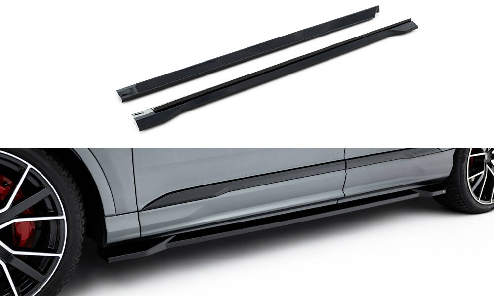 Zijskirts Audi Q7 S-Line MK2 Facelift 2 Maxton Glanzend zwart