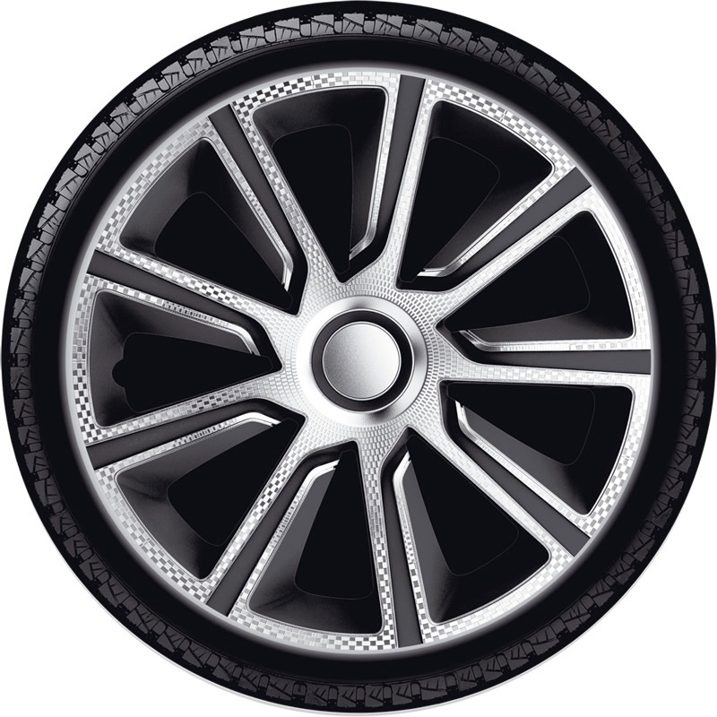 4-Delige J-Tec Wieldoppenset Veron 15-inch zilver/zwart/carbon-look