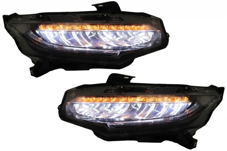 Koplampen Honda Civic Mk10 (FC/FK) (2016-Up) Sedan & Hatchback Full LED Dynamic zwart