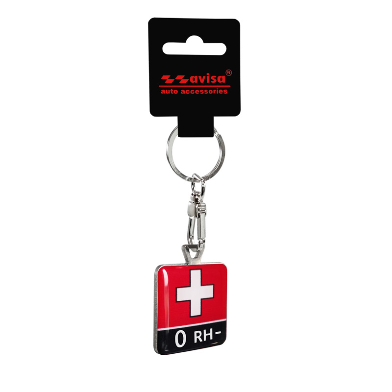 RVS sleutelhanger - 'Blood Type' 0 RH-