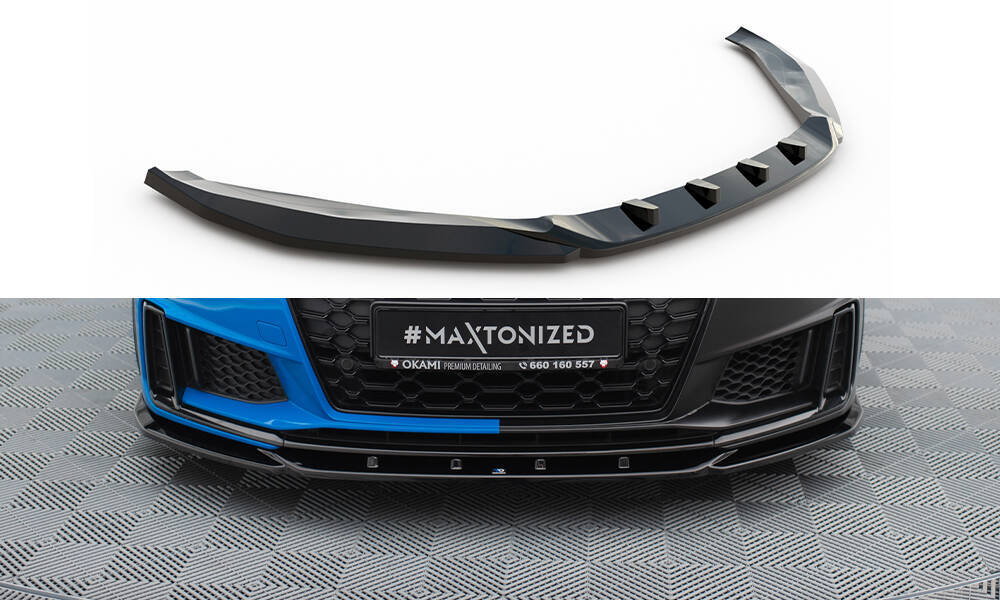 Voorspoiler V.2 Audi TT S-Line / TTS 8S FL Maxton Glans Zwart
