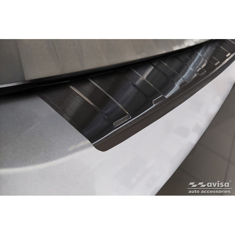 Zwart RVS Achterbumperprotector  Volkswagen Passat Sedan 2014-2019 & FL 2019-2023 'Ribs'