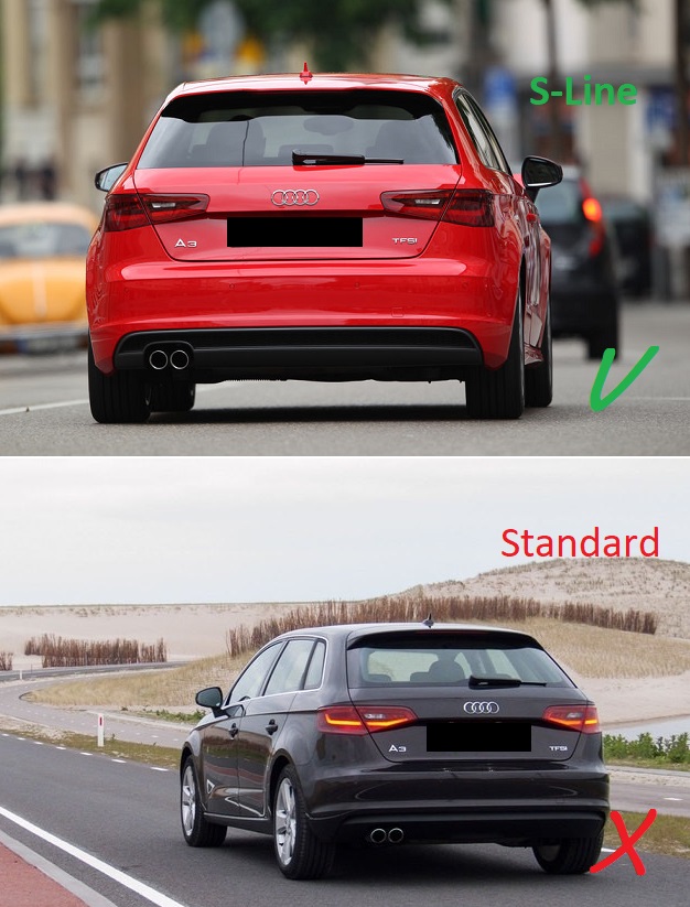 Achterbumper Diffusor Audi A3 8V 12-16 3deurs/Sportback Rieger ABS