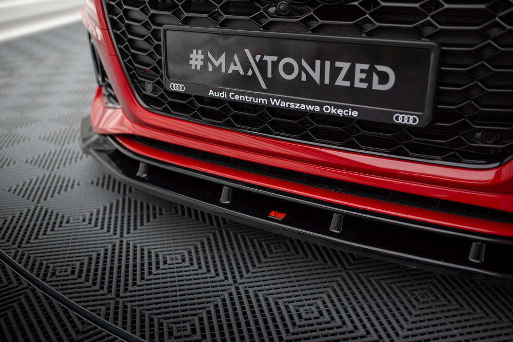 Voorspoiler V.2 Audi RS4 B9 FL Maxton Glans Zwart