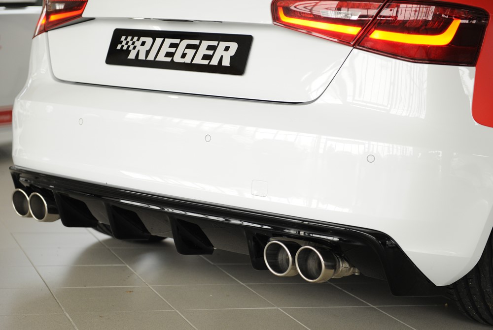 Achterbumper Diffusor Audi A3 8V 12-16 Rieger Glans Zwart Duplex