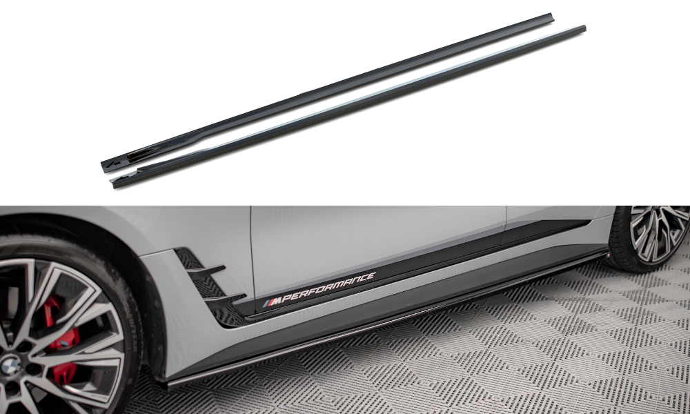 Zijskirts V.1 BMW 4 Serie Gran Coupe M Pakket G26 Maxton Glans Zwart