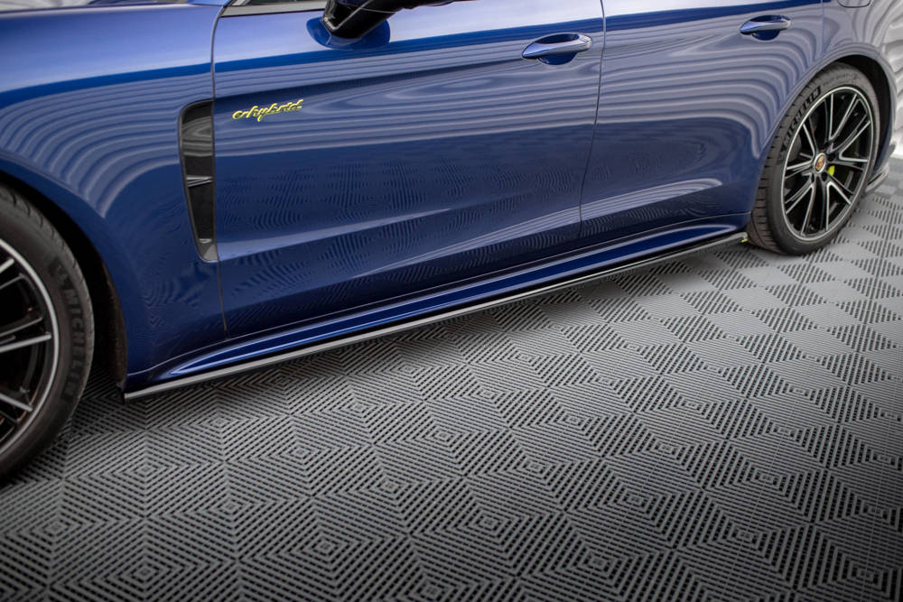 Zijskirts Porsche Panamera E-Hybrid 971 Facelift  2020 - Maxton Glans Zwart
