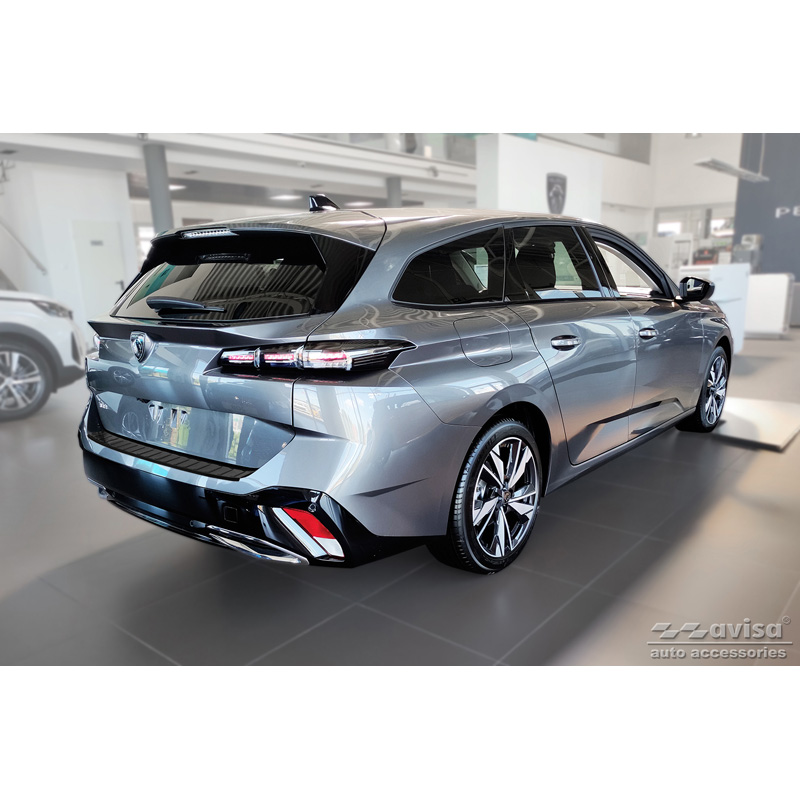 Zwart RVS Achterbumperprotector  Peugeot 308 III SW 2021- 'Ribs'