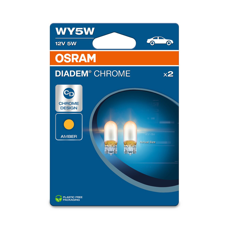 Osram Diadem Chroom Halogeen lampen - T10 - 12V/5W - set à 2 stuks - Amber