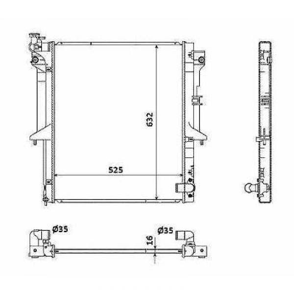 Radiator L200 05->> 525x635x16 2.5 DID MAN. +/-AC