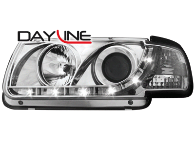 Koplampen VW Polo 6N DRL look Devil Eyes Chroom