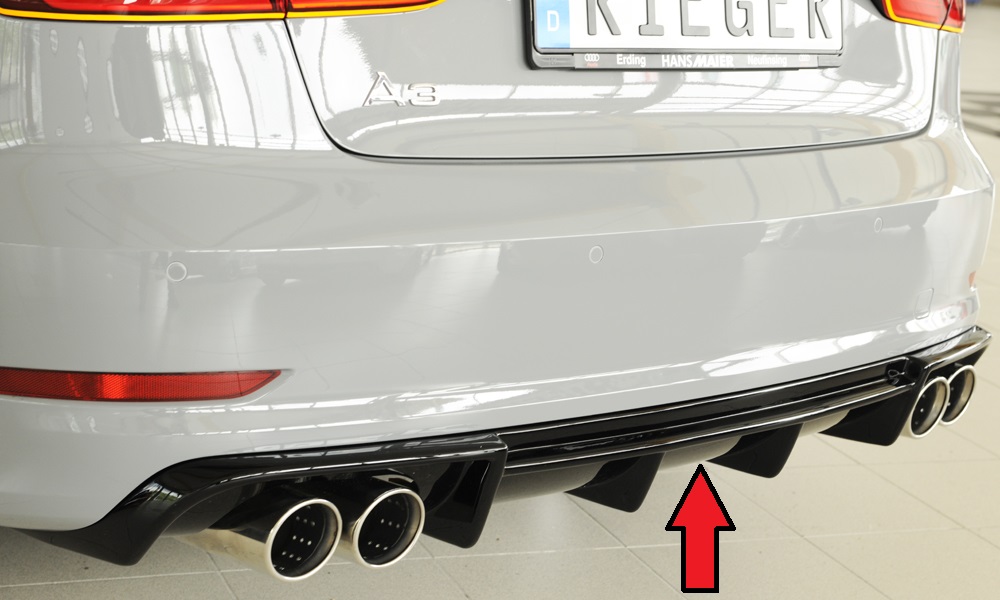 Achter diffusor Rieger Audi A3 8V 12-16 Sedan/Cabrio S-line Glans Zwart