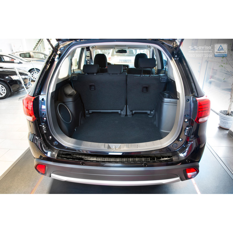 Zwart RVS Achterbumperprotector  Mitsubishi Outlander III Facelift 2015- 'Ribs'