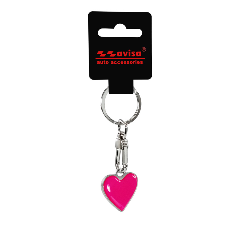 RVS sleutelhanger - 'Heart' Roze