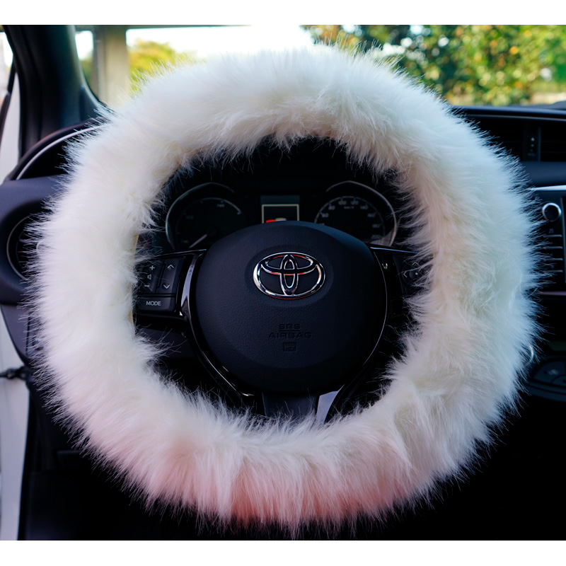 Simoni Racing Stuurwielhoes Fluffy Fur - Wit - 37-39cm