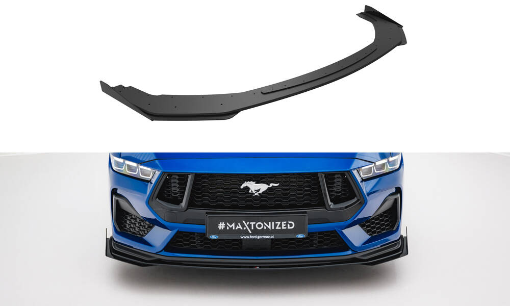 Street Pro Voorspoiler + Flaps Ford Mustang GT MK7 Maxton Glanzend zwart