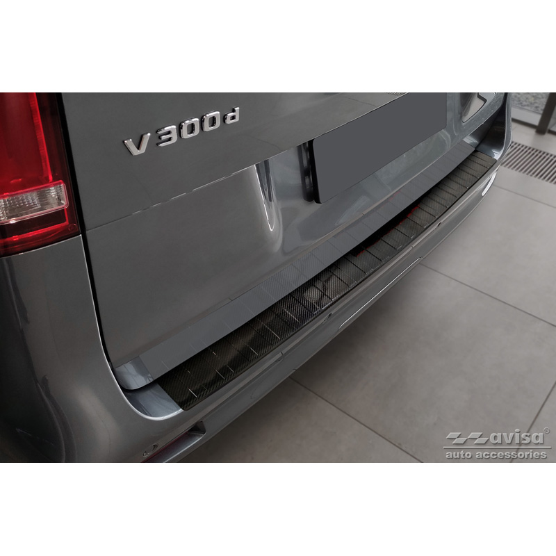 Echt 3D Carbon Achterbumperprotector  Mercedes Vito / V-Klasse 2014-2019 & Facelift 2019- 'Ribs'