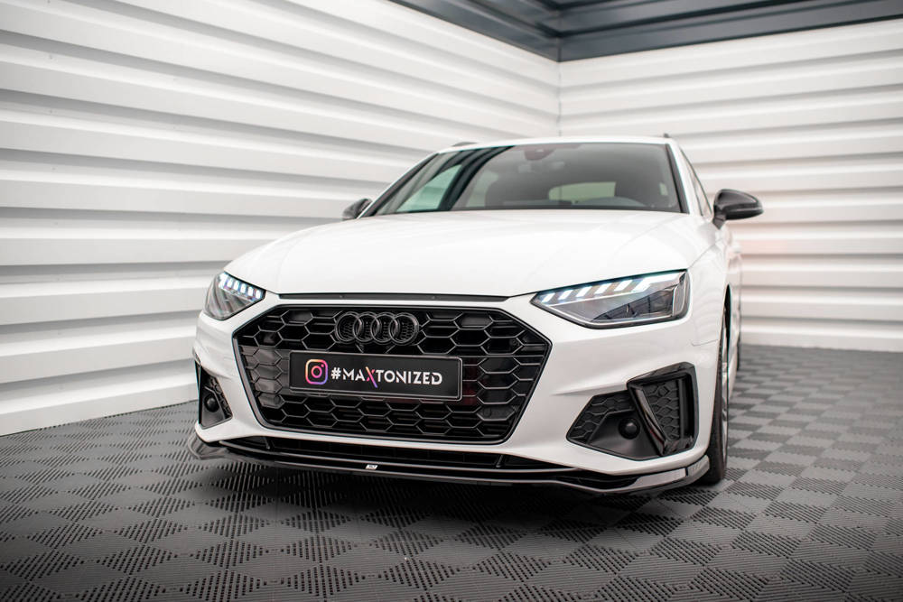 Voorspoiler V.2 Audi A4 S-Line & S4 B9 FL Maxton Glans Zwart