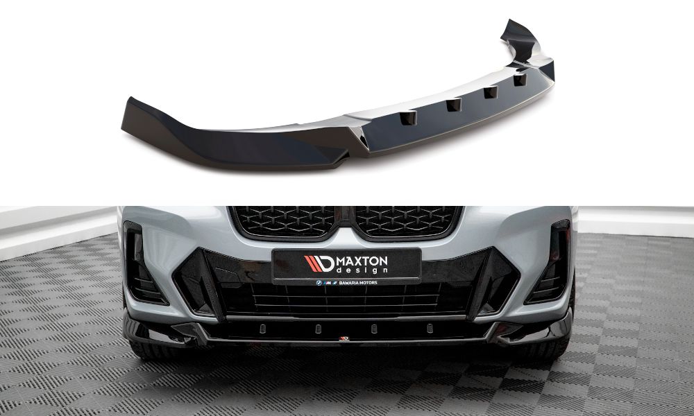 Voorspoiler V.2 BMW X4 M Pakket G02 Maxton Glans Zwart