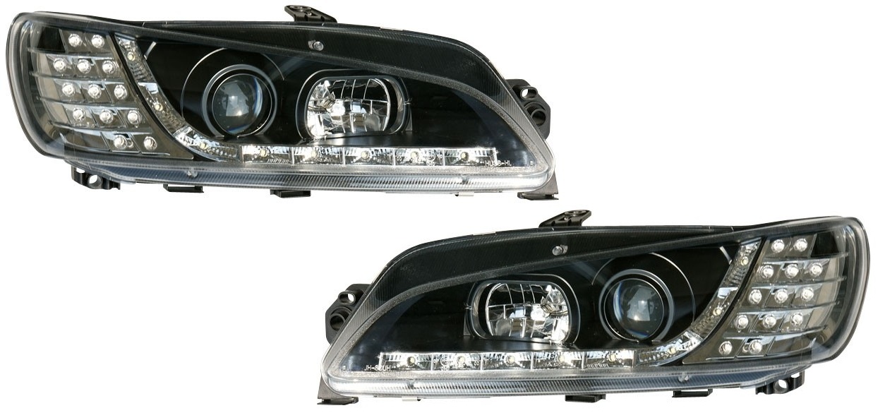 Koplampen Peugeot 306 97-99 LED Devil Eyes DRL look zwart LED