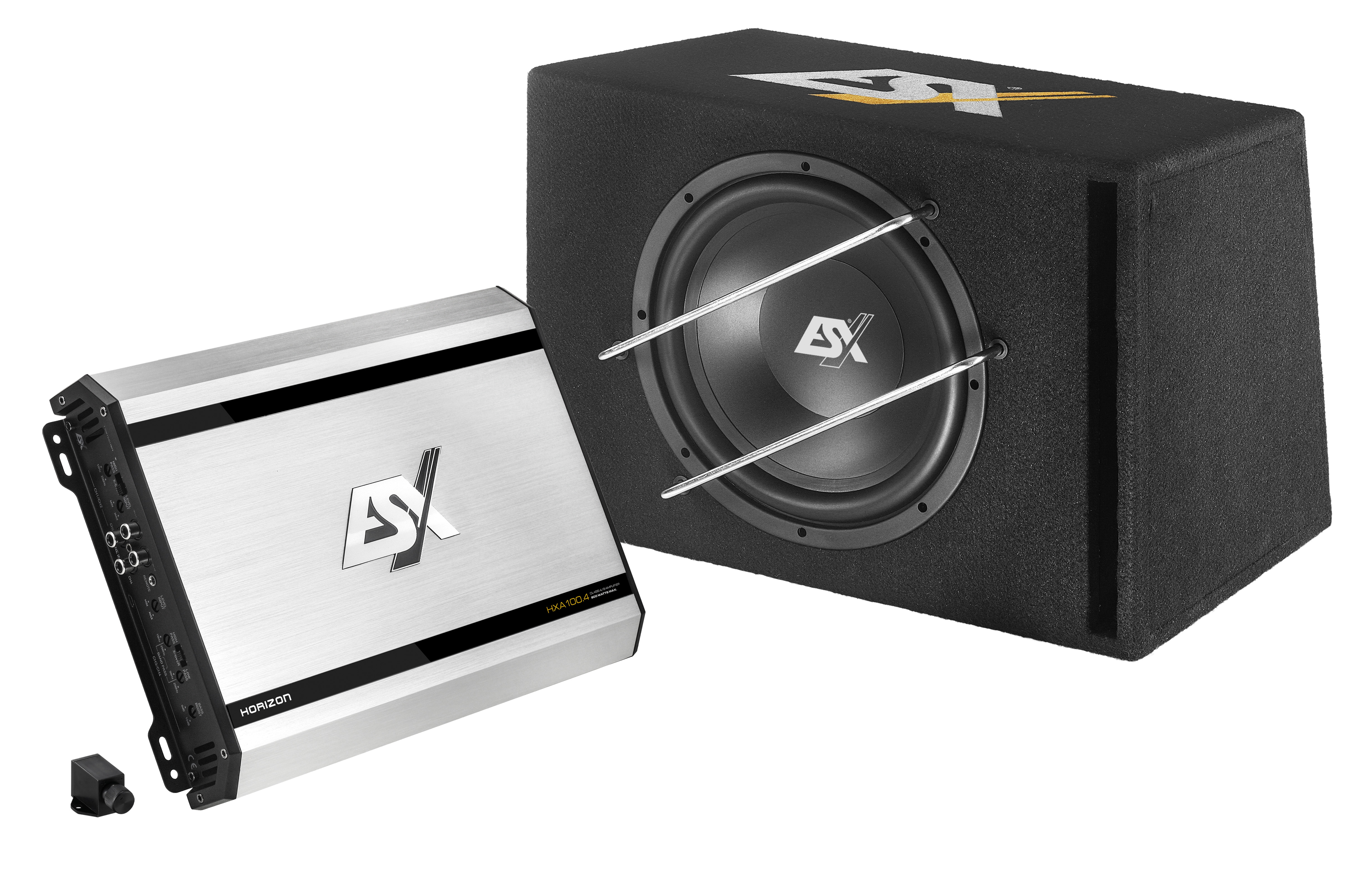 ESX Horizon Bass Pack HXP400 Subwoofer + Versterker  + Kabelskit