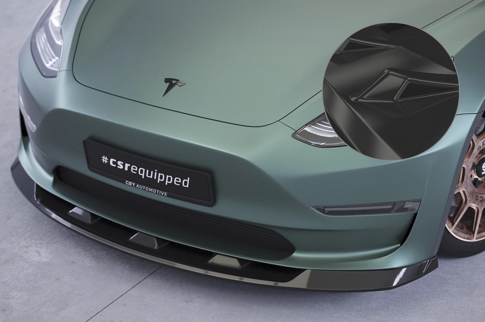 Voorspoiler Tesla Model 3 Glans Zwart – CSR (2017–09/2023 Voor-Facelift)