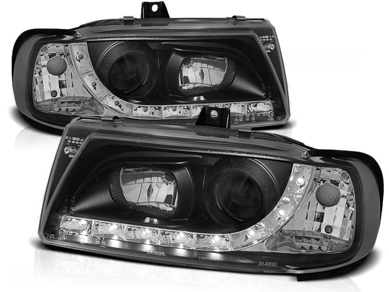 Koplampen Seat Ibiza 6K LED Devil Eyes DRL look zwart