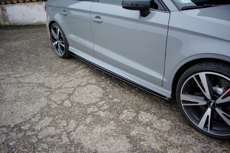 Zijskirts Diffusers Audi RS3 8V FL Sedan Glanzend Zwart