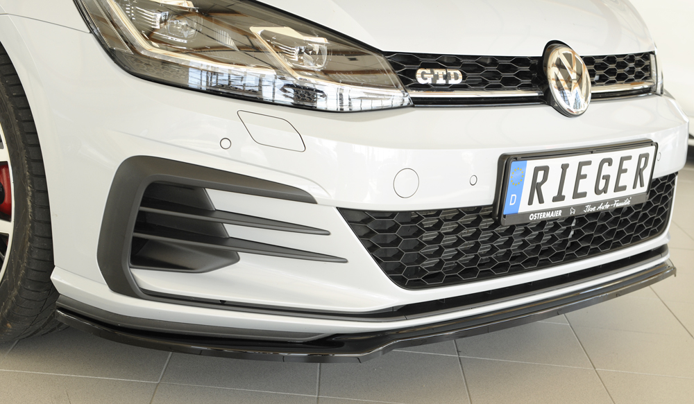 Voorspoiler Volkswagen Golf 7 FL GTI GTD GTE Rieger Glans Zwart