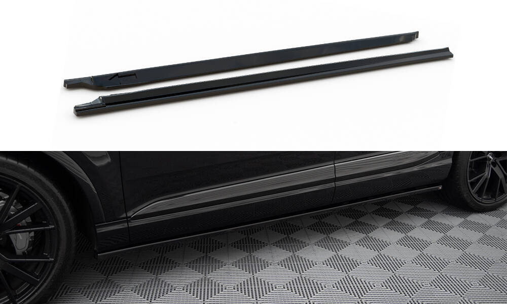 Zijskirts V.2 Audi SQ7 / Q7 S-Line Maxton Glanzend Zwart