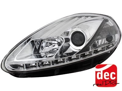 Koplampen Fiat Grande Punto 05-08 Devil Eyes real DRL LED Chroom