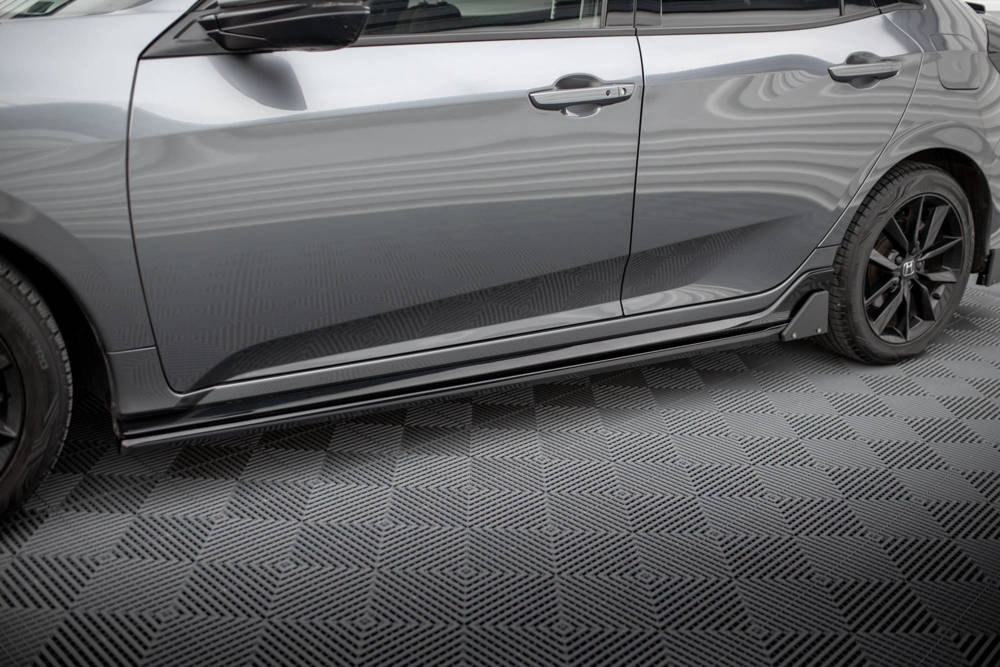 Zijskirts met Canards Honda Civic Sport 2020 - 2023 Maxton Glans Zwart