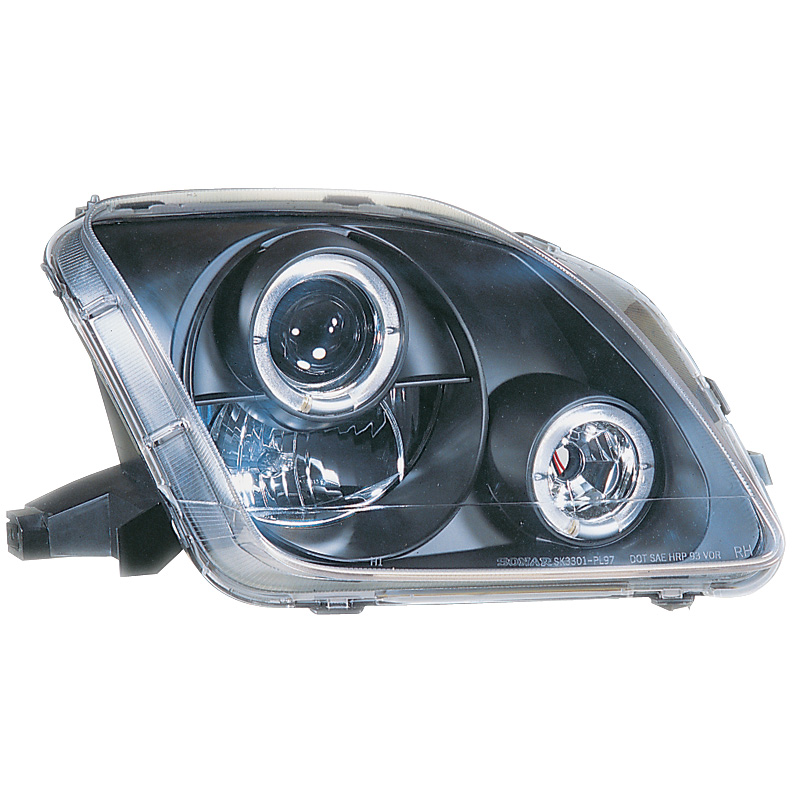 Set Koplampen  Honda Prelude 1997-2001 - Zwart - incl. Angel-Eyes