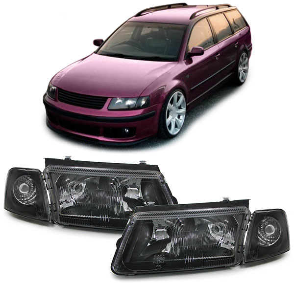 Koplampen VW Passat 3B 97-00 Black H7/H4