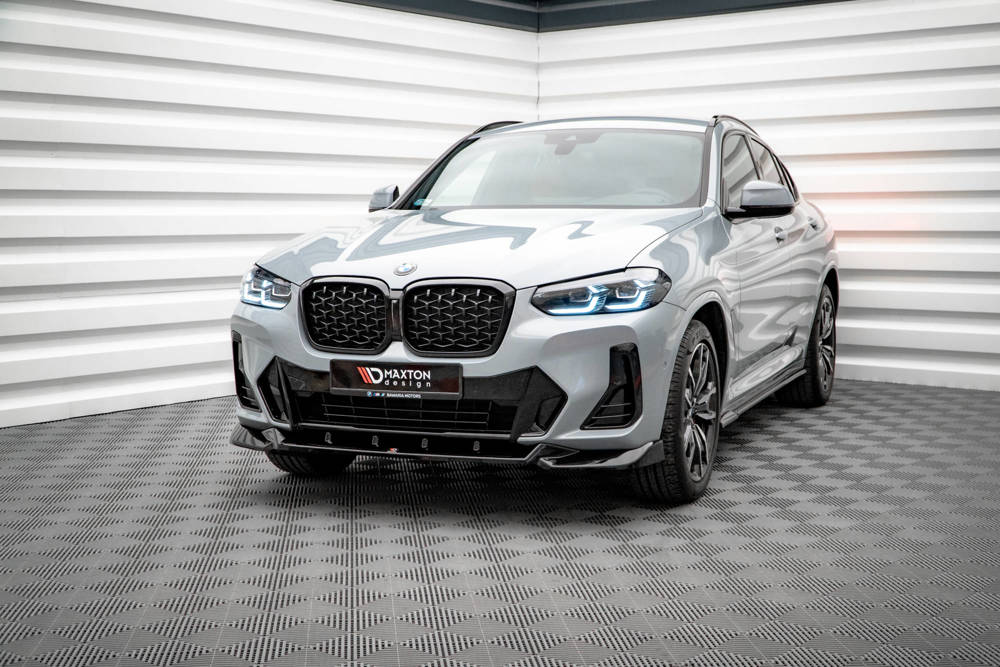 Voorspoiler V.2 BMW X4 M Pakket G02 Maxton Glans Zwart