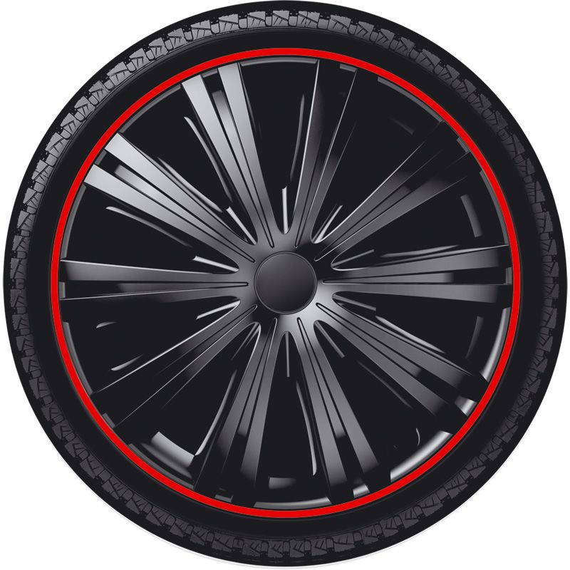 4-Delige Wieldoppenset Giga R 13-inch zwart/rood