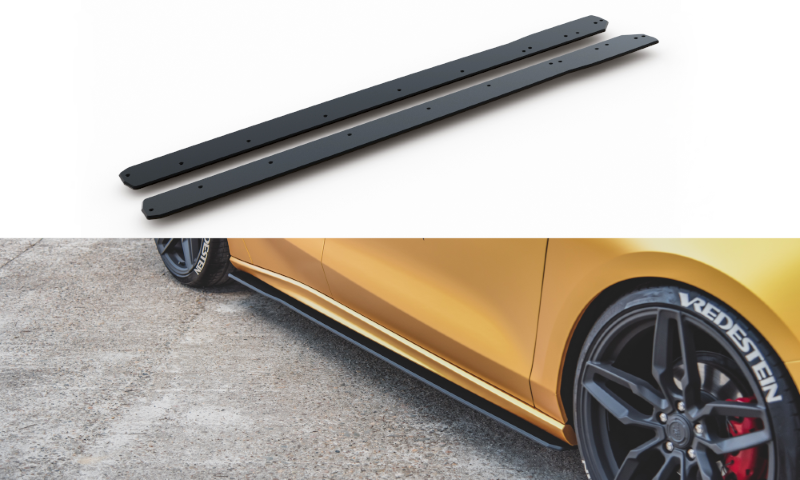Duurzame Zijskirts Ford Focus ST / ST-Line Mk4 (Racing) Glanzend Zwart