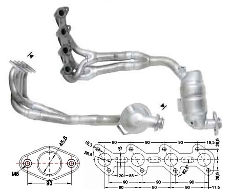 Mercedes A160 1598 cc 75 Kw / 102 cv W168 Magnaflow CAT Bouwjaar