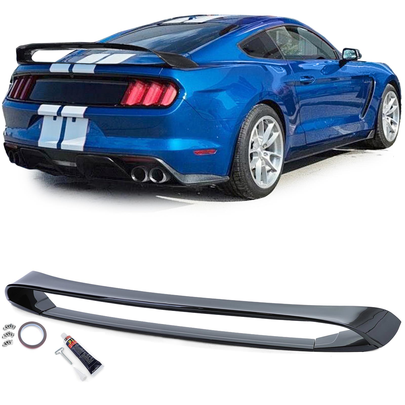 Spoiler Ford Mustang 15-20 GT350 Look Glans Zwart