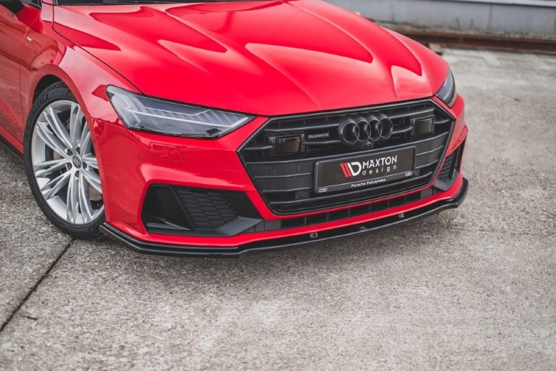 Voorspoiler V.2 Audi A7 C8 S-Line Maxton Glanzend Zwart