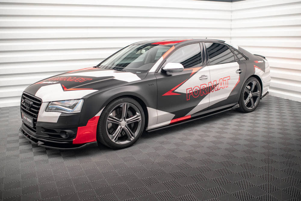 Zijskirts V.2 Audi S8 D4 Maxton Glans Zwart