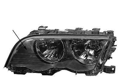 koplamp, H7+H7, incl stelmotor, zwart huis, links BMW 3 serie E4