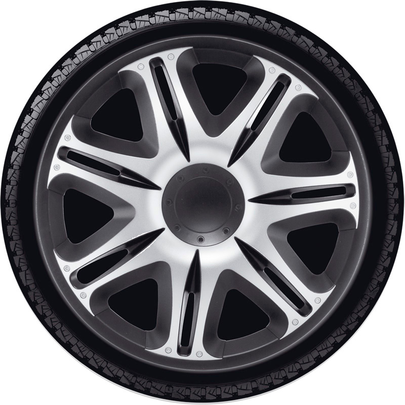 4-Delige J-Tec Wieldoppenset Nascar 15-inch zilver/zwart