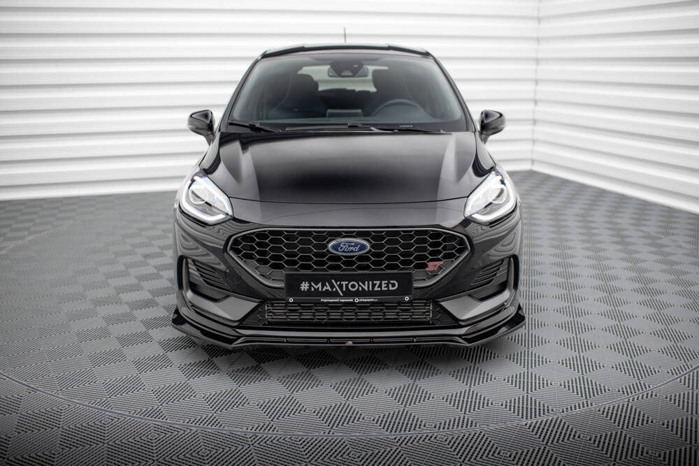 Voorspoiler V.4 Ford Fiesta ST / ST Line Mk8 FL Maxton Glans Zwart