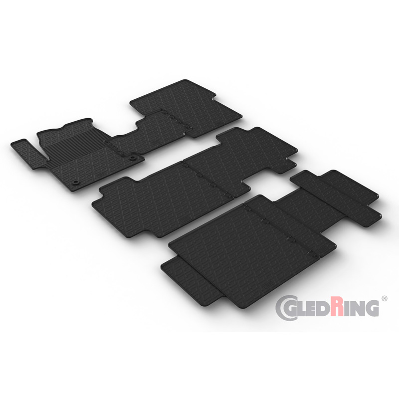 Rubbermatten  Citroën Spacetourer 2016- / Fiat Scudo 2022- / Opel Zafira Life 2019- / Peugeot Traveller 2016- / Toyota Proace Verso 2016- (3de zitrij) (G profiel 2-delig + montageclips)