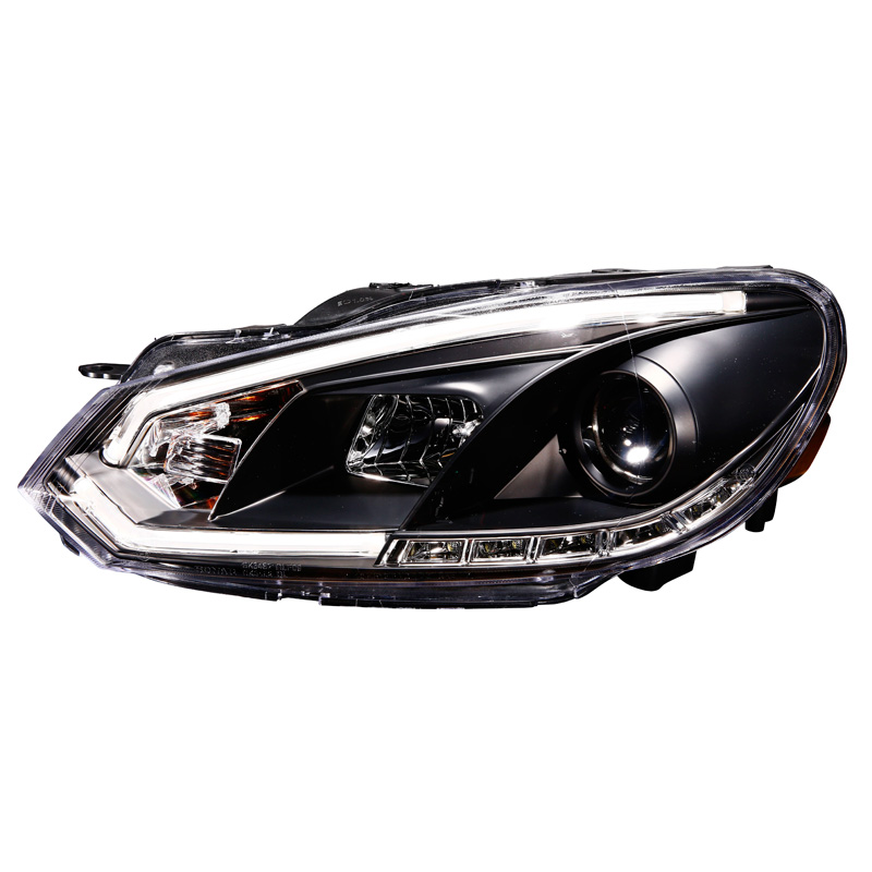 Set Koplampen incl. DRL 'Light-Bar'  Volkswagen Golf VI 2008-2012 - Zwart - incl. Stelmotor