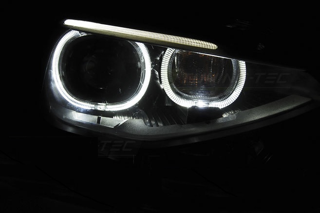 Koplampen BMW 1 Serie F20/21 11-14 DRL Angel Eyes zwart