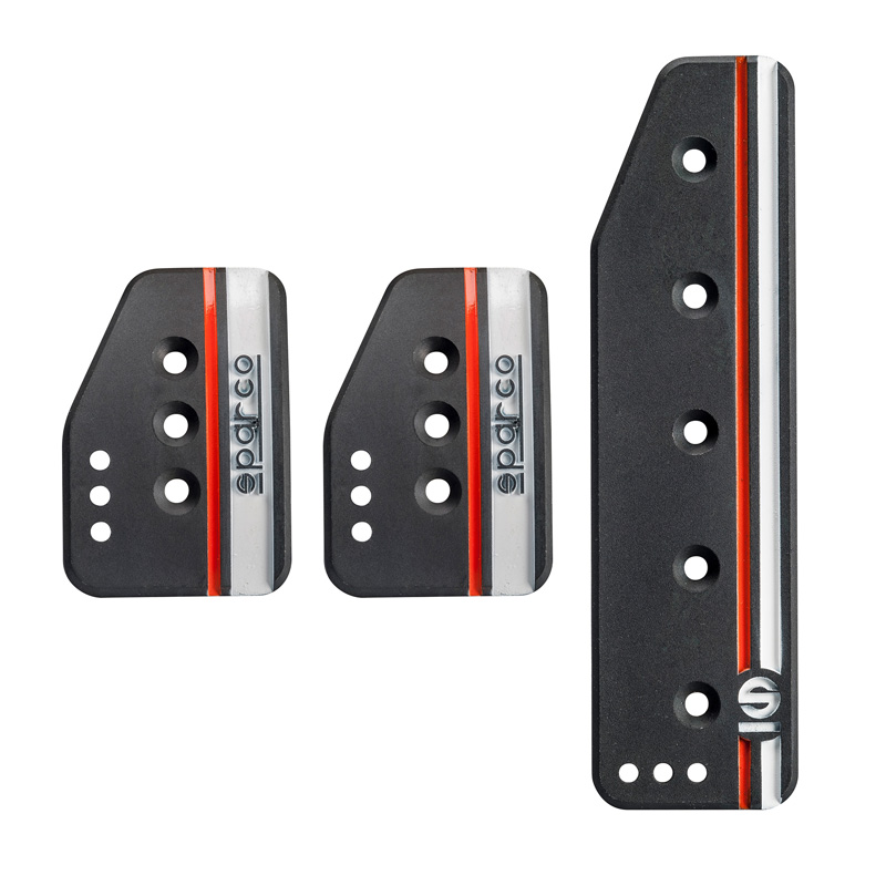 Sparco Set Pedalen Settanta - Zwart/Wit/Oranje - Handgeschakeld - Staand pedaal