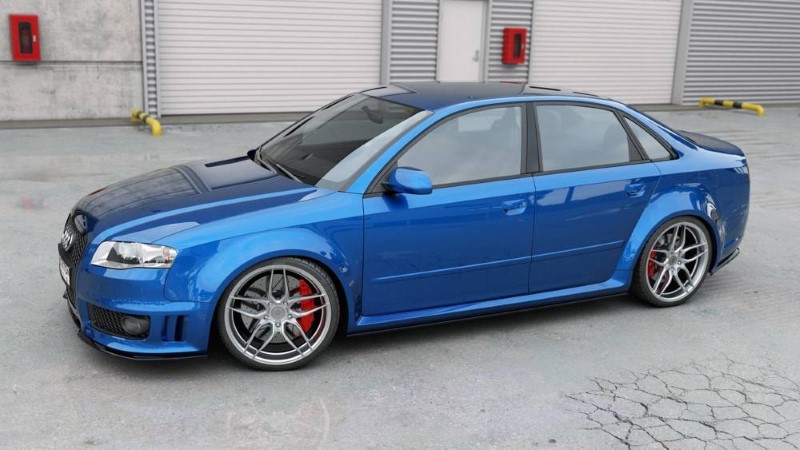 Zijskirts Diffusers Audi RS4 B7 Glanzend Zwart
